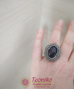 Ръчно изработен пръстен Отблясъци с аметист XXL