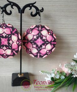 Ръчно изработени обеци Мандала в розово и черно