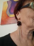 Модел 70. Комплект обици с пръстен от тъмно винено червена естествена кожа