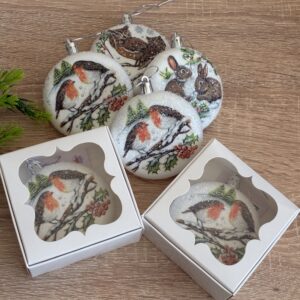 Коледна играчка с декупаж и стъклен сняг