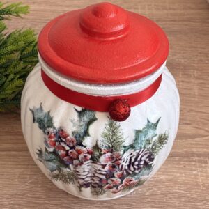 Буркан с коледен декупаж