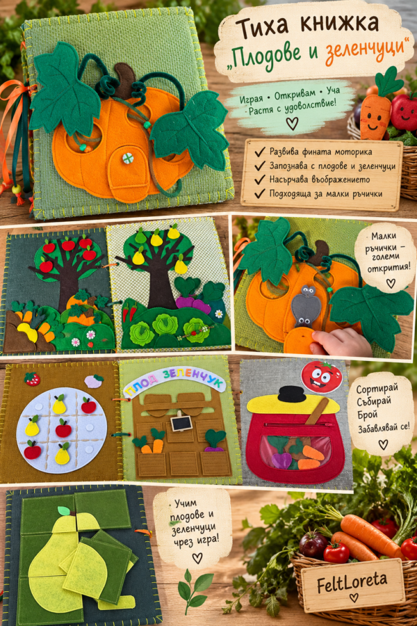 🎨 ТИХА КНИЖКА „ПЛОДОВЕ И ЗЕЛЕНЧУЦИ“ 🍏🥕